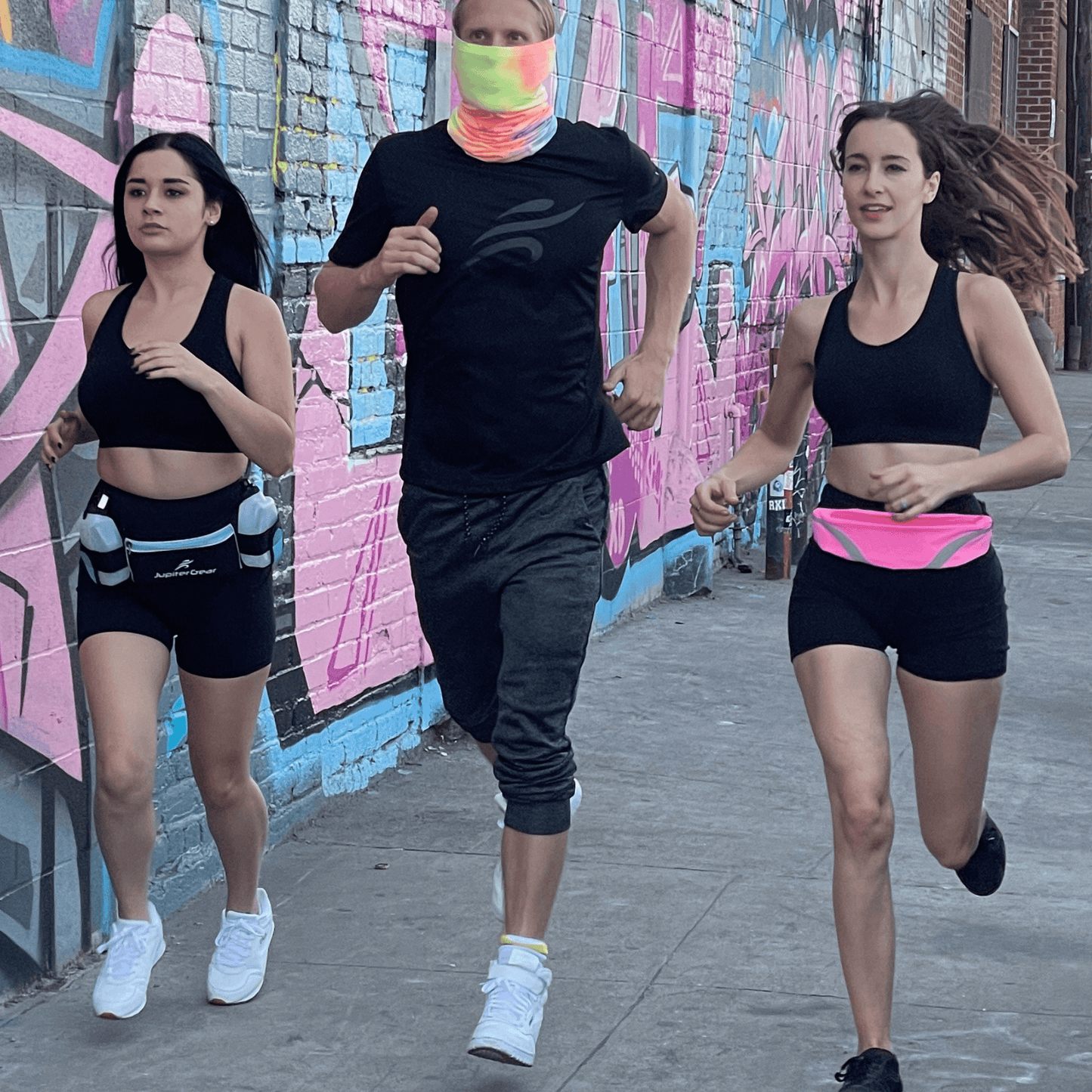 Running Hydration Belt Waist Bag with Water-Resistant Pockets and 2