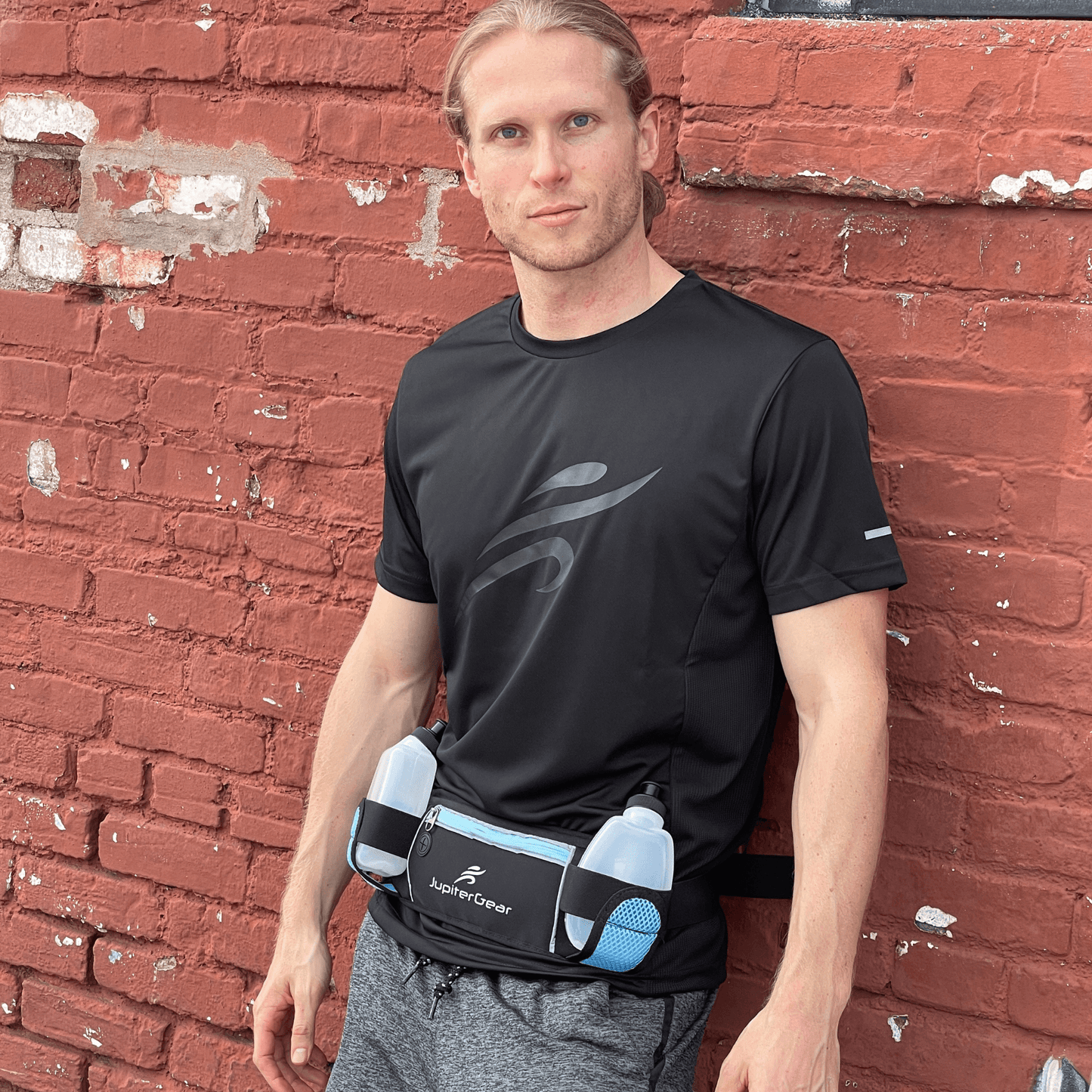 Running Hydration Belt Waist Bag with Water-Resistant Pockets and 2